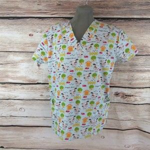Bannock Court Scrubs top women's Med Doggie bone pattern
